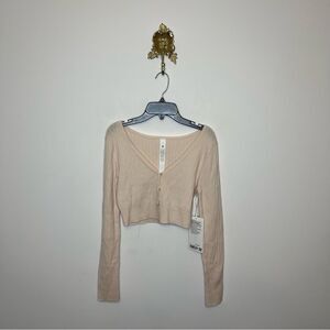 Lululemon Ribbed Merino Wool-Blend Cropped Cardigan S